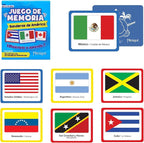 Menique Flags of The Americas Memory Matching Game – Spanish Edition – 70 Cards (35 Pairs) with Flags, Countries & Capitals – Educational Matching Game in Spanish for Kids and Adults