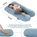Amagoing Cooling Pregnancy Pillow for Sleeping, U Shaped Maternity Full Body Pillow for Women with Hip, Leg, Back Pain Support, Removable Cooling Cover Included (Light Blue)