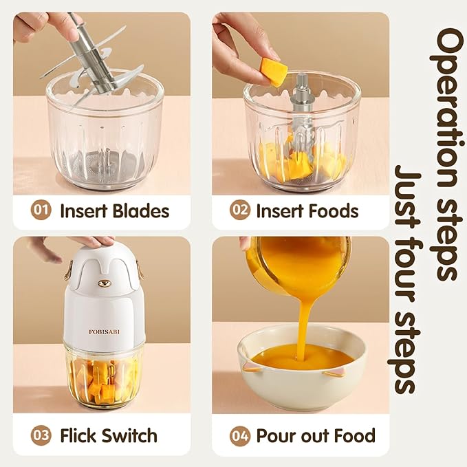 Baby Food Maker - Processor & Blender for Fresh Meals, Fruits, Veggies, Meat & Puree (White)