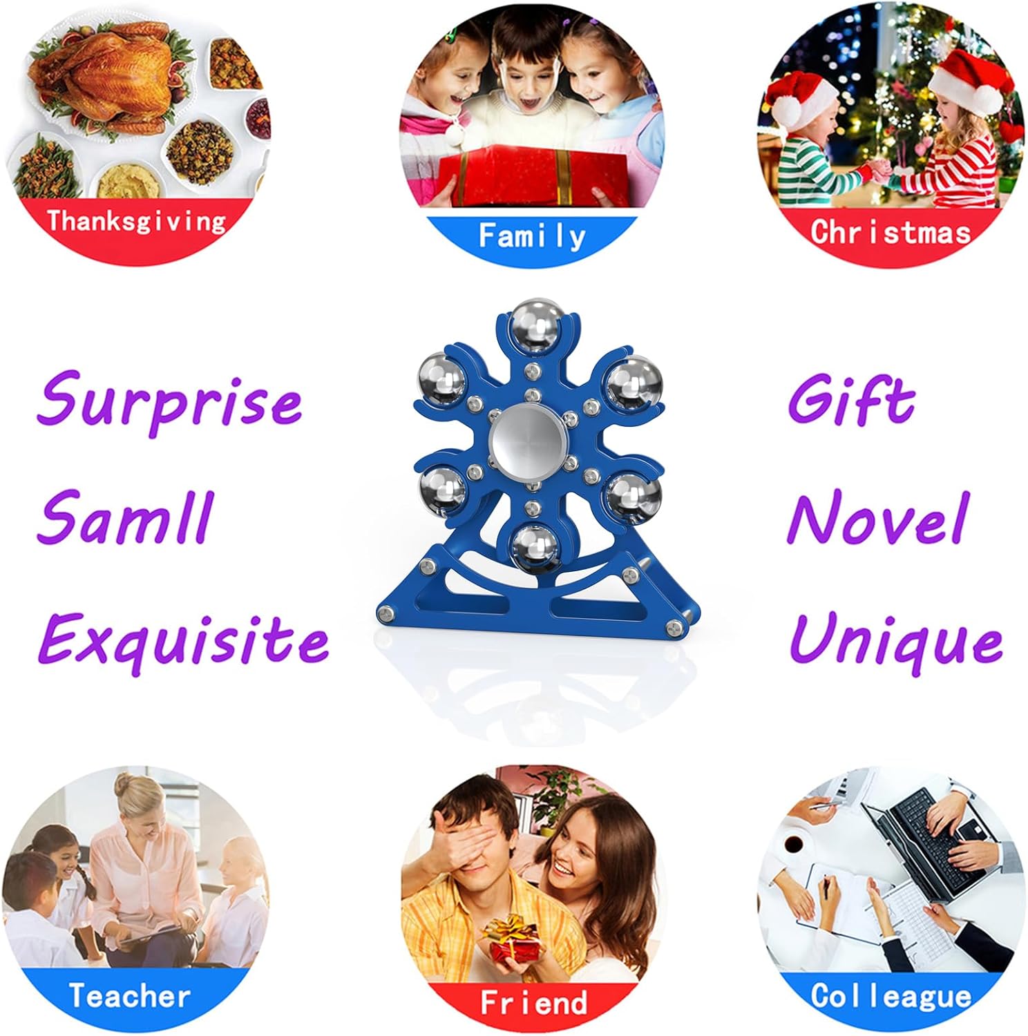 Desk-Fidget-Toys Ferris-Wheels-Spinner: Metal Kinetic-Fidget-Spinner 4mins, EDC-Toy Cool-Gadgets for School Office Christmas, ADHD Tools Gift Cool-Stuff Stress Relief Gift for Kid Children Teen Adult