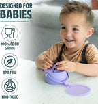 Silicone No Spill Snack Cups for Toddlers – Portable Baby Snack Cup Containers with Dustproof Lid – Dishwasher-Friendly Toddler Spill Proof Cups Without BPA, Lead, or Phthalates – Blue and Pink