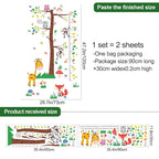 3D Cartoon Animal Height Growth Chart for Kids Wall Stickers Removable DIY Trees and Leaves Wall Stickers Vinyl Flowers Plants and Mushrooms Wall Art Decor for Nursery Kids Bedroom Living Room
