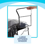 Graco Univeral Deluxe Weather Shield with Zippered Window, Baby Rain Cover, Universal Size to fit Most Stollers, Waterproof, Windproof, Ventilation, Protection, Shade, Umbrella, Pram, Vinyl, Clear