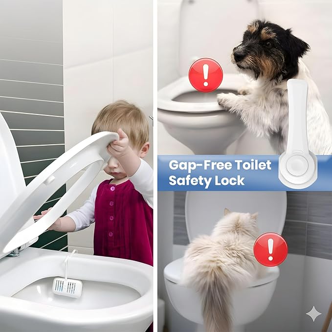 Baby Proofing Toilet Seat Locks Set - Toilet Lid Locks & Multi-Purpose Safety Locks - Easy Installation Child Locks Set with 3M Adhesive - No Tools Required (Pack of 2)