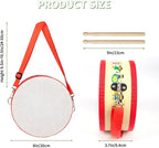 Kids Drum Set with Adjustable Strap: Toddler Musical Instrument for Ages 3-5, Wearable Drum Kit with Drumsticks, Educational Percussion Toy for Rhythm Music Development (Red)