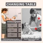 KORIMEFA Modern Baby Changing Table, Diaper Changing Table, with 6 Storage Drawers and Changing Pad, Grey