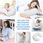 LAT Waterproof Nursing Pillow for Breastfeeding,Waterproof Removable Cover,Ergonomic Breast Feeding Pillows Baby for Baby Boys and Girls,Machine Washable(White)