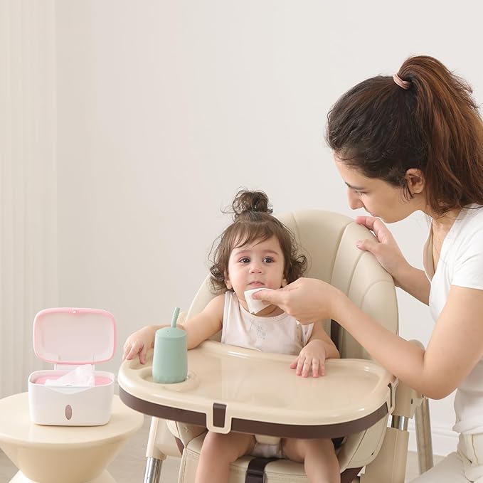 Wipes Dispenser with Weighted Plate, X2 PRO, Seposeve Perfect Pull Baby Wipe Holder, Refillable Wipe Container, Keeps Wipes Fresh, One-Handed Operation. Non-Slip, Easy Open/Close Wipes Case, Pink