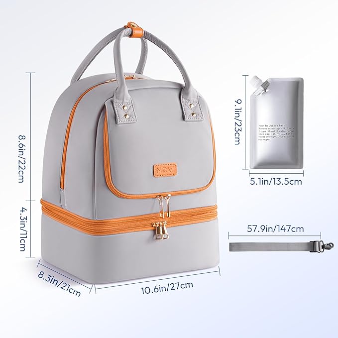 NCVI Breast Pump Bag for Spectra S1/S2, Breast Milk Cooler Travel Bag with Ice Pack, Double Layer Removable Breast Pump Backpack for Working Moms, Insulated Cooler Bag for Bottle & Nursing Essentials