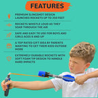 Toy Rocket Launcher for Kids: Best Outdoor Toys Slingshot Rockets Launchers Air Foam Rockets Games for Boys & Girls All Ages. Party Favor Easter Basket Stuffers & Great Gifts for Ages 8 9 10 11 & Up