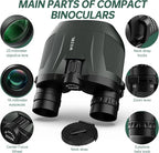 10-30x25 Small Compact Binoculars for Adults - WOZEL High Powered Zoom Binoculars for Bird Watching Hunting Hiking Travel Sports - Lightweight Binocular with Large & Bright Field of View for Kids