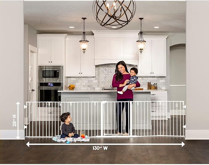 Regalo 130-Inch Super Wide Adjustable Baby Gate and Play Yard, 2-in-1, Bonus Kit, Includes 4 Pack of Wall Mounts(Pack of 1)
