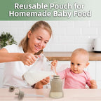 Reusable Baby Food Pouches with Straws, 4 Pack Refillable Silicone Squeezable Pouch for Kids Toddlers, BPA Free, Baby Food Storage Containers for Make Homemade, 5 oz