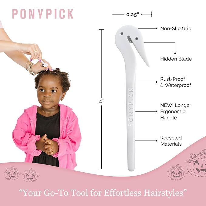 Hair Elastic Rubber Bands Cutter - Easy To Use, Pain-Free, No Hair Damage - Ponytail Tool for Kids & Toddlers (3 Packs & 50 Clear Elastics)