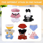 5 Complete Style Clothes Sets for 17cm Dolls - Hat & Overalls Dress Up Outfit for 17cm 15cm Dolls,Designer Outfits Bundle with Luxury/Cute/Sporty Themes, Gift for Doll Lovers (Cool, 17cm/15cm)