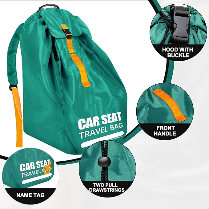 Car Seat Travel Bag for Airplane, Large Car Seat Bags for Air Travel with Comfort Padded Straps, Gate Check Storage Bag/Backpack for Carseat Airport, Carseat Cover Travel - Baby Travel Essential