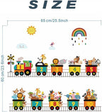 Alphabet Train Color Learning Educational Wall Decals Peel and Stick Cute Animal Wall Stickers for Educational Classroom Kids Playroom Bedroom Decorations (Train numbers02)