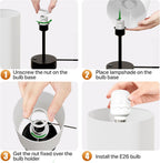 KPQ Small Bedside Lamp Touch Control Table Lamp with USB A+C Charging Ports & AC Outlet 3-Way Dimmable Nightstand Lamp with Linen Fabric Shade for Bedroom Living Room