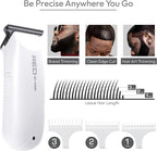 Red by Kiss Hair Clipper, Mini Cordless Hair Trimmer, Long Lasting Hair Cutting Kit, USB-C Rechargeable Haircut Beard Trimming Clippers for Men Women Kids, Portable Grooming Kit (White)