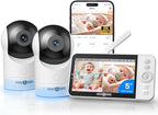 PARIS RHÔNE 2K Split-Screen Baby Monitor, 5” Smart Video Baby Monitor with 2 Cameras, Dual WiFi Cameras with App Control, Night Vision, Motion & Cry Alerts, Auto Tracking, RGB Night Light, Lullabies