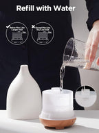 InnoGear Oil Diffuser, 150ML Ceramic Diffuser for Essential Oils Handcrafted Aromatherapy Diffuser Ultrasonic Cool Mist Humidifier with 2 Mist Modes Waterless Auto Off for Room Office, White