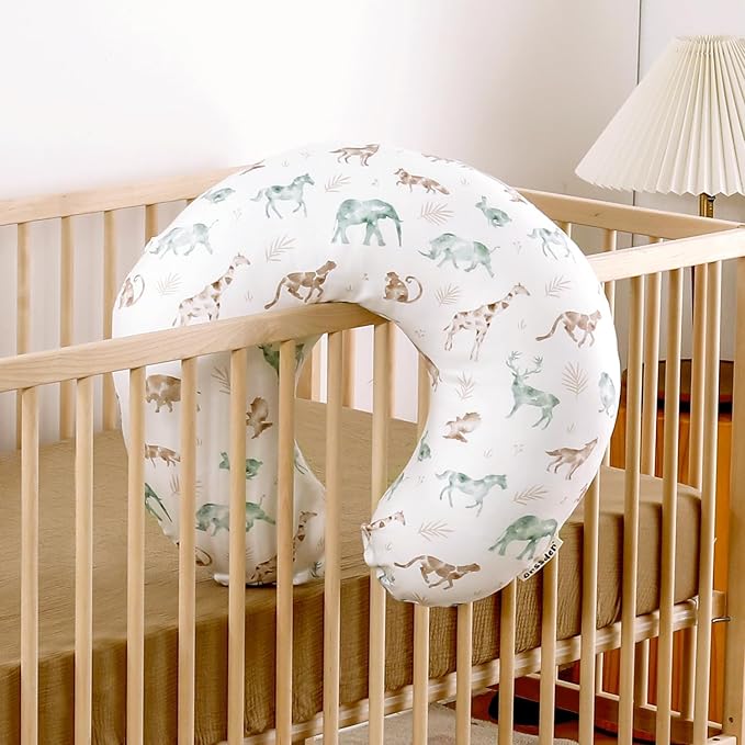 GRSSDER Nursing Pillow Cover Stretchy Minky Removable Nursing Covers for Breastfeeding Pillows, Ultra Soft Comfortable Slipcover for Boy and Girls, Stylish Pretty Animals