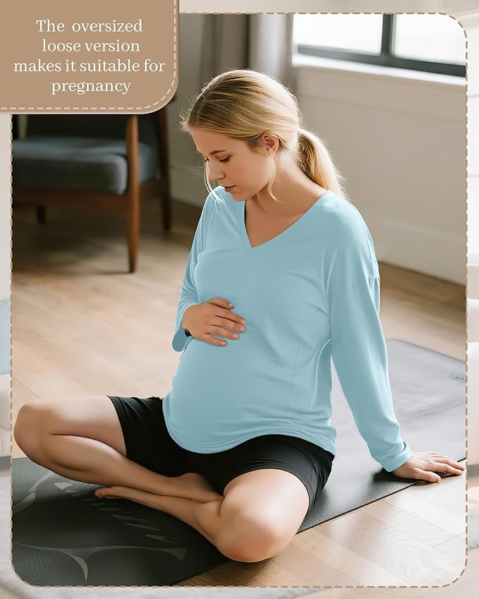 3 Pack Women's Oversize Nursing Shirts for Breastfeeding with Hidden Zippers Loose Fit Long Sleeve Maternity Tops