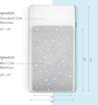 Newton Baby Fitted Mini Crib Sheets (2-Pack) | Organic Muslin Cotton, Breathable & Soft Baby Sheets, Washable Baby Mattress Sheets, Fits Any Mini Sized Crib 24" x 38", Stardust Twilight Grey + White