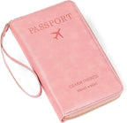 Leather RFID Blocking Passport Holder Travel Wallet, Passport Cover/Travel Wallet for Women/Men with