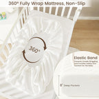 david's kids Muslin Crib Sheets for Boys Girls, 2 Pack 100% Cotton Soft Breathable Fitted Baby Sheet Set, 28x52 Inch Fits Standard Crib and Toddler Mattresses, Snow White & English Rose