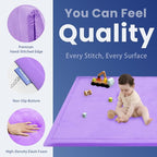 Baby Play Mat for Floor,1.3" Thick Memory foam Tummy Time Mat for Toddlers,Infants,kids,Water-Repellent Soft Nursery Rug,Extra Large Non Slip for Crawling&Yoga,Tatami Style for Living Room(Lavender)
