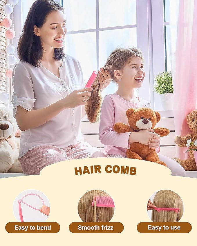 Hair Wax Stick & Styling Accessories - Smooths Flyaways for Kids & Women, 1000 Elastic Hair Ties, 1 Slick Back Hair Brush, 2 Hair Loop Styling Tools - Creates Ponytails & Braids for Teen Girls Gifts