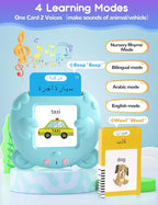 Arabic and English Talking Flash Cards for Toddlers, 510 Sight Words Bilingual Learning Toys for Children, Autism Pocket Speech Therapy Toys, Arabic Vocabulary Educational Flashcards