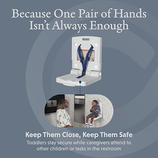 Foundations Toddler Wall Safety Seat for Public Restrooms, Compact Design, Durable & Easy to Clean Polyethylene, 5806086 - Light Gray