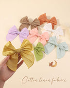 doboi 8PCS Baby Girls Hair Clips Fable Hair Bows Cotton Linen Bows for Girls Hair Accessories for Baby Toddlers Kids