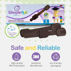 Adjustable & Reusable Child Safety Cabinet Locks & Latches, Baby Proofing Door Window, Cabinet, Toilet, & Refrigerator Lock, Child Safety Strap Locks with Adhesive Pads, Pack of 6, Brown - Wonderkid