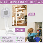 No Drill Furniture Anchor, Anti-tip and Adjustable Strap for Baby Proofing, 3M Adhesive Multi-Purpose for Furniture, Secure to Playroom (2 Pack)