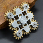 Pure Brass Fidget Spinner Gears Linkage Fidget Gyro Toy Metal DIY Hand Spinner Spins Long Time EDC Focus Meditation Break Bad Habits ADHD with Multiple Premium Bearings (9 Gears White)