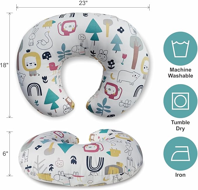 Nursing Pillow, Ergonomic Support Breastfeeding Pillow for Easier Breast Feeding and Bottle Feeding, Baby Feeding Pillow with Machine Washable Cotton Cover (Cartoon)