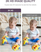 Baby/Pet Monitor for Indoor Security, Monitoring with Smart Phone app, 2K QHD Resolution, Auto Tracking/Motion Dection, 2-Way Audio Talk, Night Vision, Pan-Tilt Camera