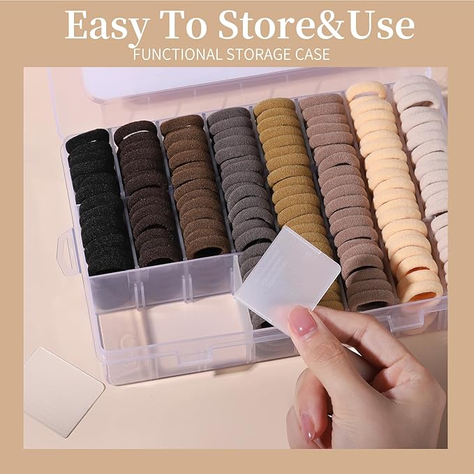 YGDZ Baby Hair Ties, 280 PCS Hair Accessories for Girls, Toddler, Kids, Cotton Elastics Hair Bands with Organizer Box, Seamless Small Ponytail Holders, Neutral Colors
