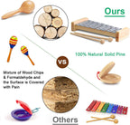 LOOIKOOS Toddler Musical Instruments, Eco Friendly Music Set for Kids Preschool Educational, Natural Wooden Percussion Instruments Musical Toys for Boys and Girls with Storage Bag