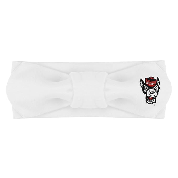 Creative Knitwear North Carolina State Wolfpack Infant Girls White Solid Hair Knot Headband Embroidered Logo - Size Newborn - 4T