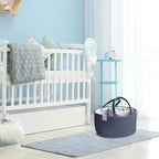 KiddyCare Diaper Caddy Organizer Basket for Nursery Storage Organizer Cart Baby Basket for Diaper Holder, Baby Basket Gift for Boy/Girl Basket with Dividers Stone Large