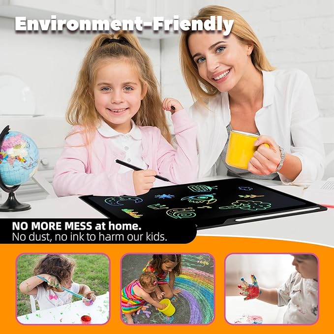 LCD Writing Tablet for Kids, Rechargeable 21 Inch Doodle Board,Easter Basket Stuffers,Preschool Learning Toys Christmas Birthday Gift 3 4 5 6 7 Year Old Girls Boys (Black)
