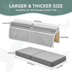 IFNOW Baby Bath Kneeler and Elbow Rest Pad Set - 26'' Extra Long and 2.4'' Thick, Quick Dry Kneeling Pad for Bathing Baby with Knee & Arm Support, Foldable Non-Slip Bathtub Mat with Toys Organizer