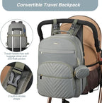 MOMUVO Diaper Bag Backpack, Quilted Baby Bag with Changing Pad & Stroller Straps & Pacifier Case, Multifunction Waterproof Travel Diaper Bags, Unisex, Olive Green