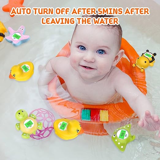 Baby Bath Thermometer, Digital Water Temperature Thermometer with 3 Color Backlit and Temperature Warning, Safety Bath Tube Thermometers Floating Toy for Infant, Toddler