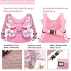 Anti Lost Toddler Harness - Butterfly Baby Leash and Wrist Link with Lock, Child Walking Harness Assistant for Girls, Cute Traction Safety Leash for Kids, Holiday Travel Christmas Gift, Pink