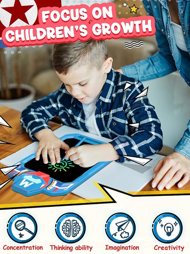 LCD Writing Tablet Doodle Board 10 Inch, Colorful Drawing Pad, Electronic Drawing Tablet, Drawing Pads,Travel Gifts for Kids Ages 3 4 5 6 7 8 Year Old Girls Boys (Masked Warrior)
